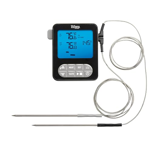 Taylor TruTemp Dual Probe Wired Programmable Meat & Food Thermometer, Digital, Monitor Two Dishes, Baking, Grilling, Roasting, User-Friendly, Backlit, Gray