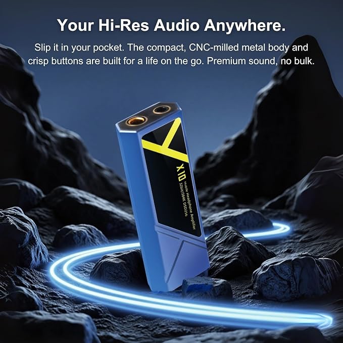 Surfans X10 Portable Headphone Amplifier, USB-C Dongle DAC & DAC Amp with 3.5mm SE/4.4mm Balanced Outputs, 522mW ES9028Q2M Hi-Res Audio Adapter for IEMs, iPhone, Android, PC/Mac, Blue