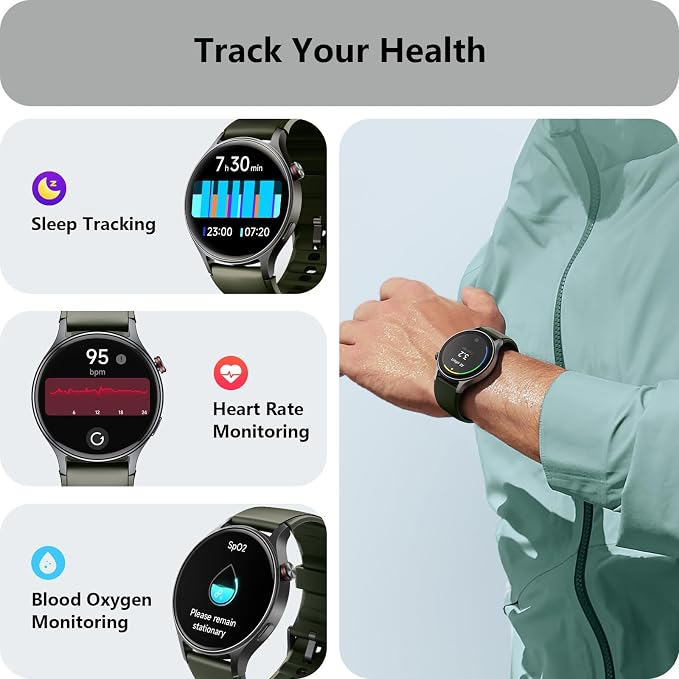 Smart Watch for Men Women, Answer/Make Call, AMOLED Ultra-Clear Screen Activity Trackers with Heart Rate/Sleep/SpO2 Monitor, Smartwatch for iPhone/Samsung/Android, 110+ Sport Modes, 3ATM Waterproof