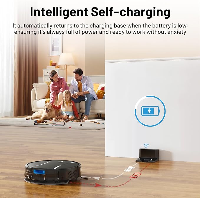 Tipdiy Robot Vacuum and Mop Combo,4200Pa Powerful Robotic Vacuum Cleaner with Self-Charging, Home Automatic Robot Aspiradora for Hard Floor, Low Carpet, Pet Hair, App&Voice&Remote Smart Control