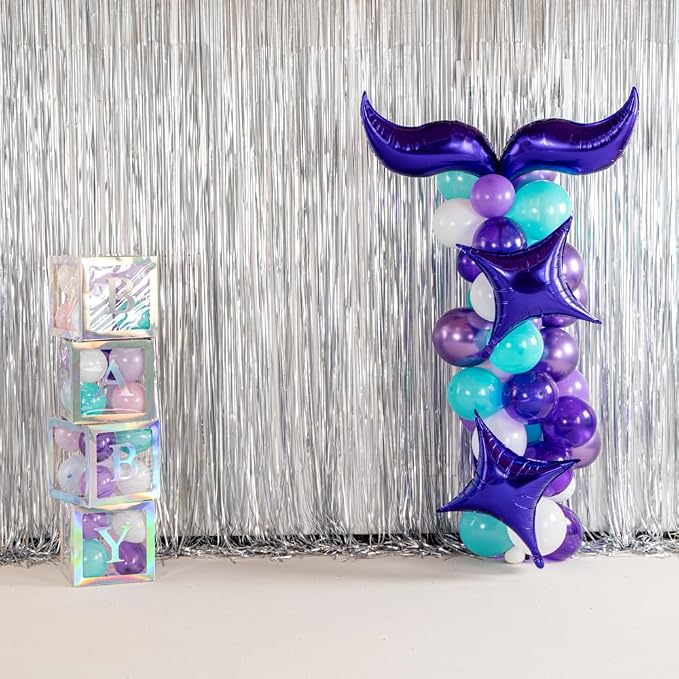 Restaurantware-Balloonify Mermaid Balloon Arch Kit, 1 Party Decoration Kit - 80 Balloons, With Chain, Latex Mermaid Tail Balloon Arch Kit, Includes Glue Dots, Ribbon, Knot, And Pump
