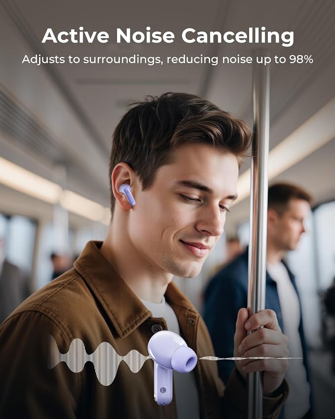 Wireless Earbuds with Smart Touchscreen Case, Bluetooth 6.0 Ear Buds with AI Noise Cancelling Calls, 40H Playtime Stereo Headphones, IPX7 Waterproof Earbuds for Workout, Travel, iPhone,Android,Purple