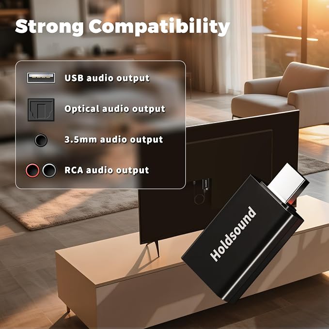Holdsound Wireless Headphones for TV, BKM400 Over-Ear TV Headphones Wireless with Bluetooth USB Transmitter, Strong Compatibility, Up to 165 ft, No Delay and High Volume Output, 40 Hours Battery Life