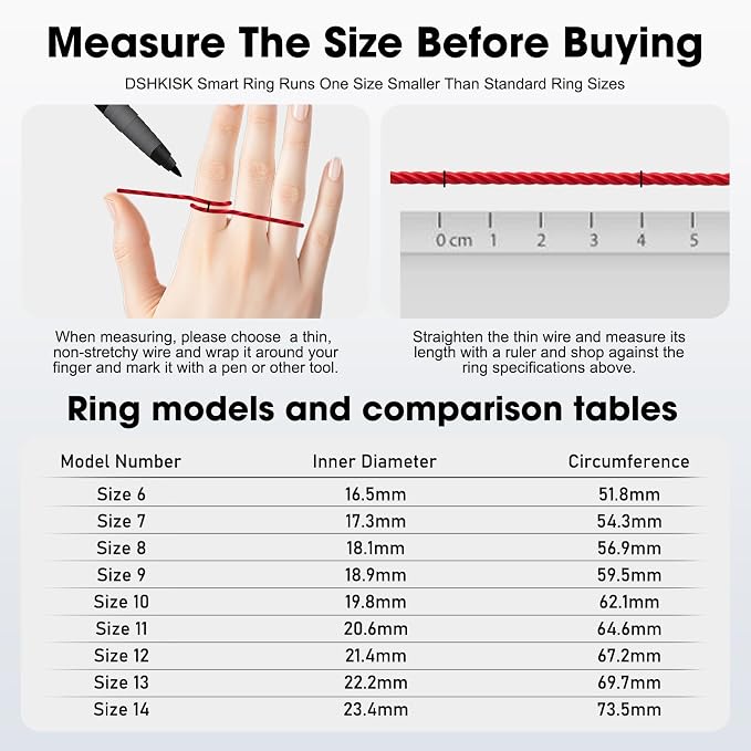 V10 Smart Ring for Women Health Tracker Ring with Heart Rate, Blood Oxygen,Blood Pressure, Sleep & Stress Tracker,iOS & Android Compatible, No APP Fee,IP68 Waterproof Fitness Ring White 10#