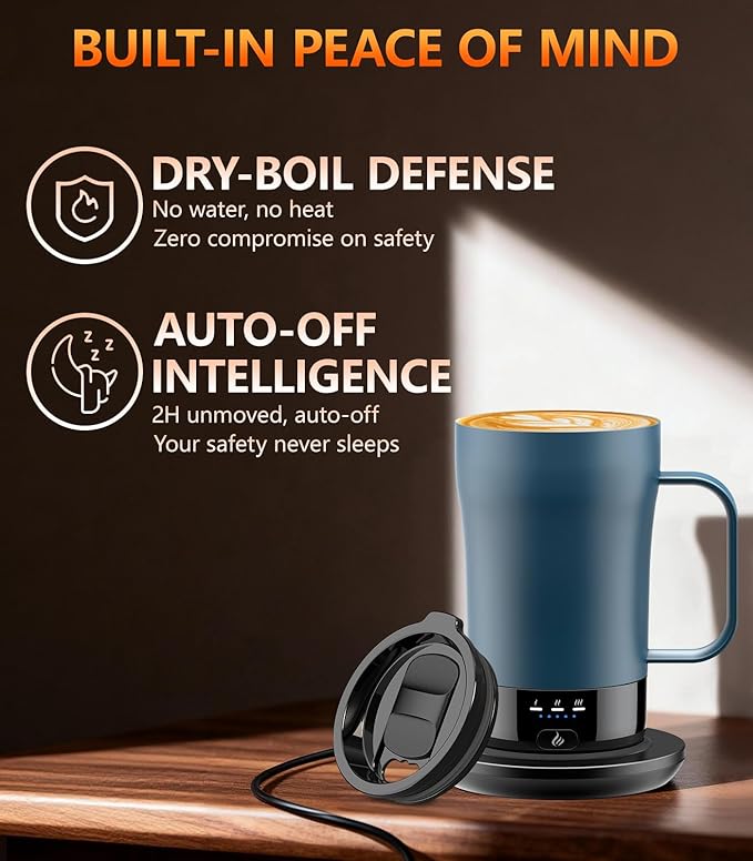 Self-Heating Coffee Mug, 14oz Heated Coffee Mug - Rechargeable Temperature Control Coffee Mug Keep Coffee Hot, Smart Mug Great Gift for Coffee Lovers & Slow Sippers