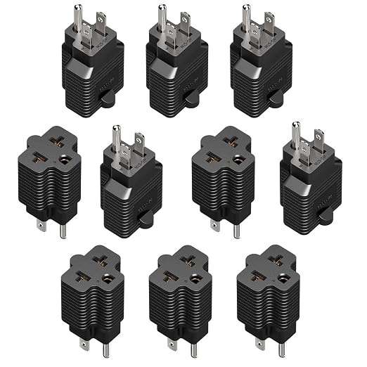 [10Pack] 4-in-1 15 Amp Household AC Plug to 20 Amp T-Blade Adapter,5-15P to 5-20R,5-15P to 6-15R,5-15P to 6-20R, 4 in 1 AC Power Adapter,15A 125V to 20A 250V Adapter,15A to Double T-Blade Adapter.