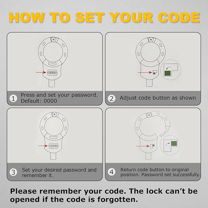 Scooter Lock Anti Theft, 36.6” Bike Locks Heavy Duty Chain with 4-Digit Combination, Electric Scooter Lock Anti-Scratch Security Chain for E-Scooter, E-Bike, Bicycle, Motorbike