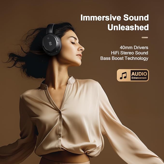 Calmbee Bluetooth Headphones, Hybrid Active Noise Cancelling Wireless Headphones Over Ear with Microphone, Up to 140H Playtime, Transparency Mode, Deep Bass, Clear Calls, Comfort fit for Travel, Home | Bluetooth 5.3, Microphone, Up to 140H Playtime, AN...