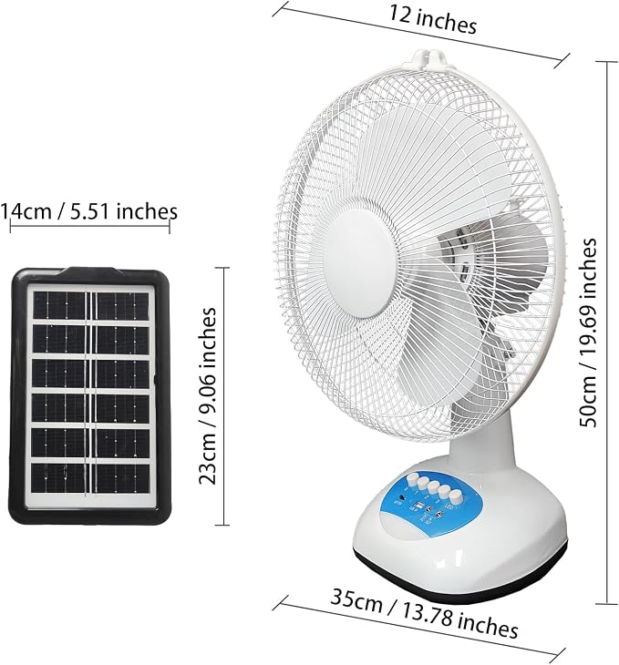 Solar Oscillating Fan, 15w Solar Powered 3-Speed 12-Inch Adjustable Tilt Fan, Ideal for Home, Office, white and gray