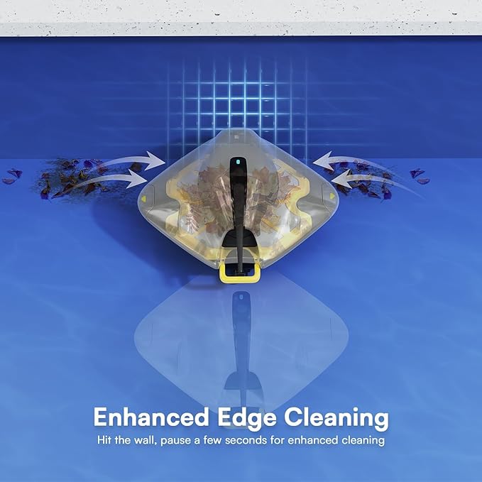 PoolMr Cordless Robotic Pool Cleaner - Above Ground Pool Vacuum Robot - 40W Strong Suction, Dual Cleaning System, Barrier Crossing, 120-Min Runtime Up to 1614 Sq for Above Ground Pools,White