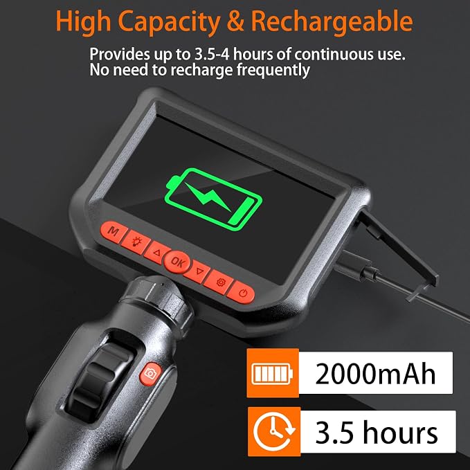 Daxiongmao Endoscope Camera with Lights, 1080P HD Two-Way Articulating Borescope, IP67 Waterproof Snake Camera – Ideal for Inspecting Walls, Vents, Automotive Engines, Pipes – A Tool for Men (5ft)