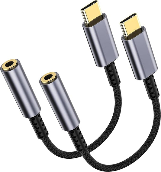LERTOSEN 2 Pack USB C to 3.5mm Headphone Jack Adapter – HiFi Audio Dongle, Type C to Aux Female Cable Cord Compatible with iPhone 17/16/15 Pro Max, Samsung S25/S24/S23, iPad Pro, Pixel, MacBook