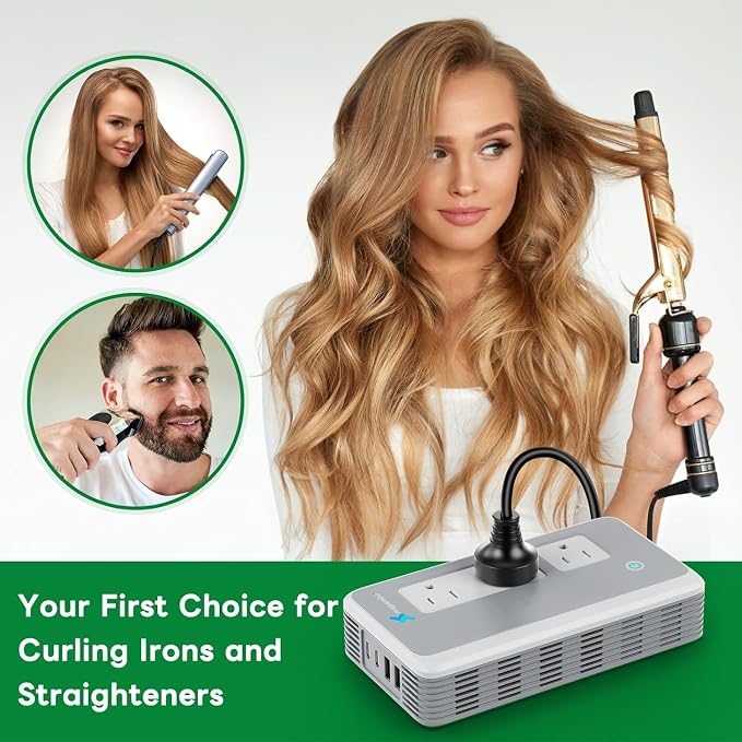 PD 65W Fasting Charging Voltage Converter US to Europe for Curling Iron and Hair Straighteners, Power Converter for European Travel Plug Adapter with Type C G A T for 200+ Countries