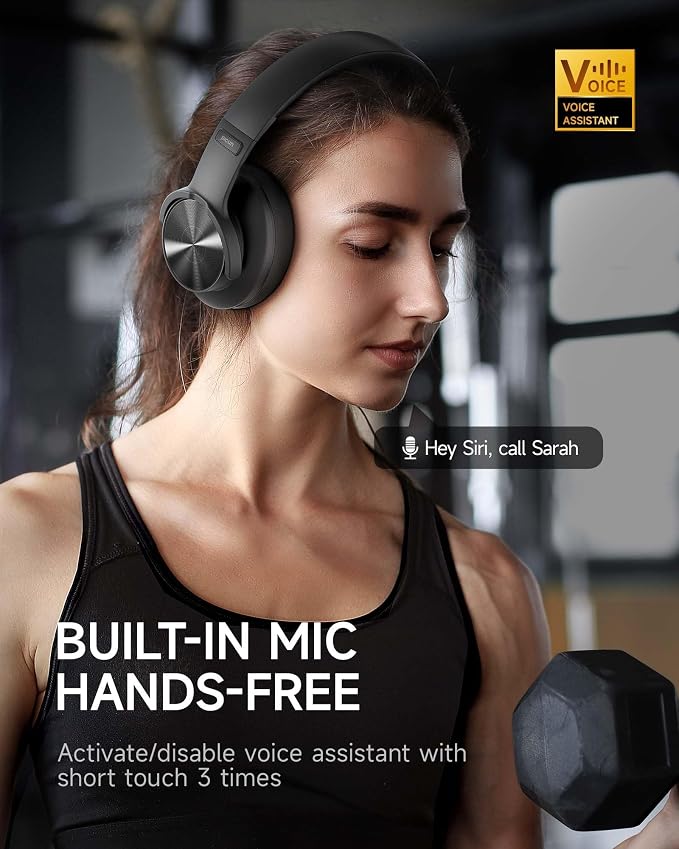 Picun B8 Bluetooth Headphones, 120H Playtime Headphone Wireless Bluetooth with 3 EQ Modes, Low Latency, Hands-Free Calls, Over Ear Headphones for Travel Home Office Cellphone PC Black