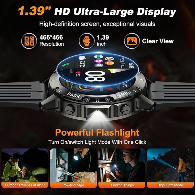 Smart Watch for Men Fitness Tracker: Smart Watches for Android Phones iPhone Bluetooth Waterproof Make Answer Call Digital Mens Watches Heart Rate Monitor Running Smartwatch Samsung Compatible