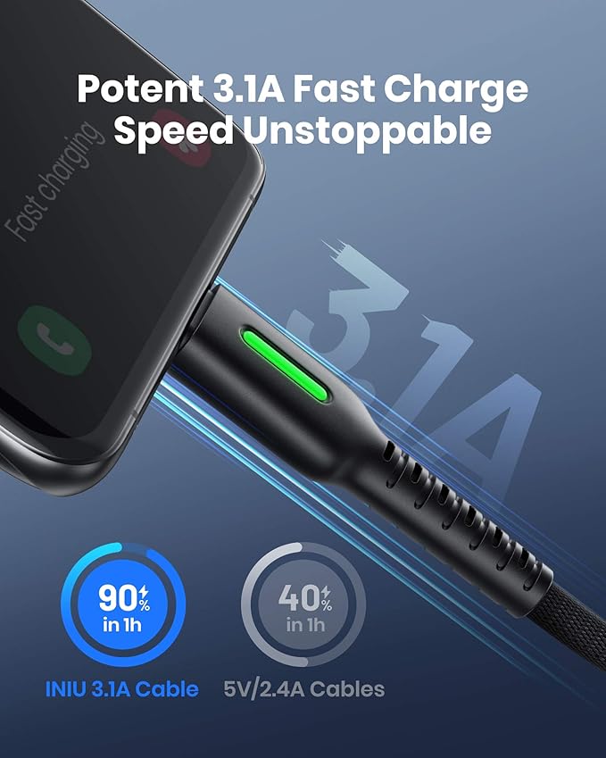 INIU USB C to USB C Cable, 100W [2-Pack 6.6ft] PD 5A Fast Charging Type C to Type C Cable & USB C Cable, [5 Pack 3.1A] QC 3.0 Fast Charging USB Type C Cable, (3.3+3.3+6+6+10ft)