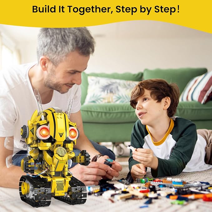 HPROMOT 5-in-1 STEM Robot Building Kit for Kids Ages 8-16, Remote & App Controlled, Rechargeable Engineering Learning DIY Coding Toy, Educational Building Blocks Gift for Girls & Boys (673 PCS)