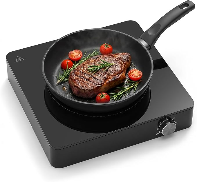 SilentPro Tech, 45dB Quiet Cooking Hot Plate: Portable Electric Burner with Boil-Dry Protection & 6 Heat Settings – Electric Stove with 2026 Precision Temp Control