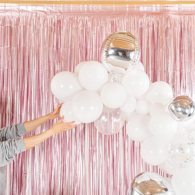 Restaurantware-Balloonify Balloon Garland Set, 1 Party Decoration Kit - 123 Balloons, With Chain, White & Silver Plastic Balloon Arch Kit, Includes Glue Dots