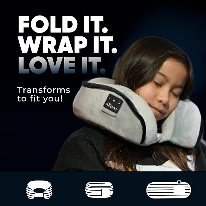 Bluetooth Music Neck Pillow Plus+ Thicker Support Wireless Bluetooth Speaker Suitable Airplane,Train,Car,Office,Outdoor Camping for Sleeping, Resting The Best Travel Essentials. (Dark Gray)