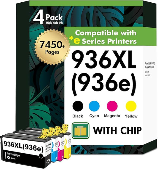 936 936XL 9125e Ink Cartridges Combo Pack: Replacement for HP 936e Ink 936XL Black and 936 Color Combo Pack for HP OfficeJet Pro 9120e 9730e 9130 9135e 9122e 9128e 9110b 9120b Printer