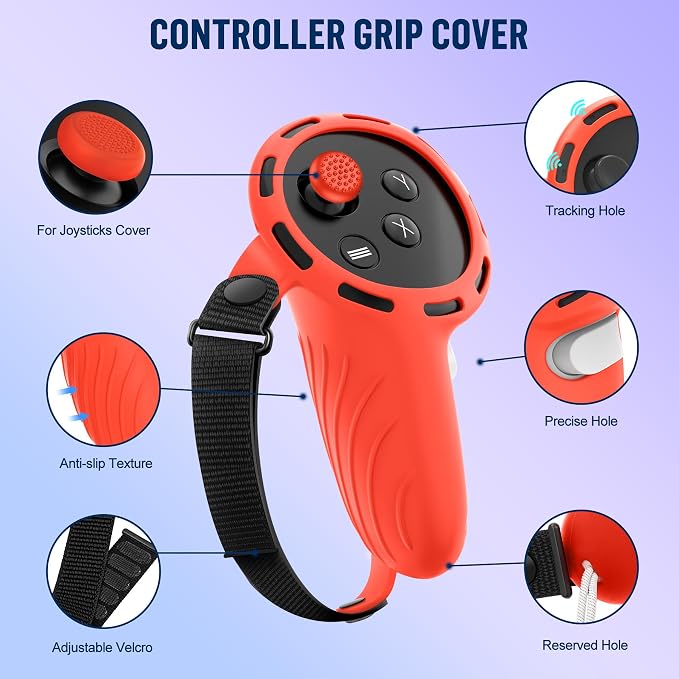 Silicone Cover Set Compatible with Meta/Oculus Quest 3s Accessories, Silicone Face Cover, Controller Grip Cover, Camera Lens Protector, VR Shell Cover, Protective Lens Cover, Not Fit Quest 3