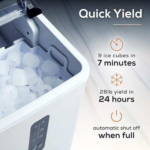 Igloo Portable Ice Maker with Scoop - Ice Maker with LED Control Panel & 1.5 Quart Water Tank - Stainless Ice Cube Maker Produces 26 Lbs. of Ice in 24 Hours with 9 Large or Small Cubes in 7 Minutes