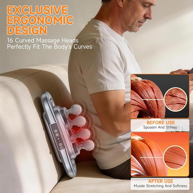 TanSon16 Head Massage Gun Set,Deep Tissue Percussion Massager with 9 Levels & 9 Modes,Cordless Electric Massage Back Tools for Shoulder/Waist/Arm/Hand/Leg/Calf/Foot/Hip Full Body Muscle Pain Relief