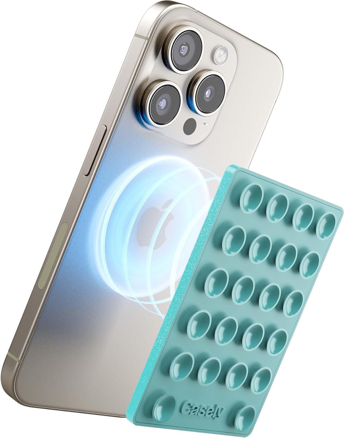 Casely Grippy Aquamarine MagSafe Compatible Cell Phone Mount Silicone Suction Cup Sticky Phone Holder and Stand
