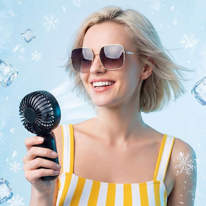 Rossesay 96 Pcs Mini Portable Fan Bulk Cute Handheld Lightweight Small Little Personal Hand Eyelash Fan 3 Speeds USB Rechargeable for Women Men Indoor Outdoor Makeup Travel (Black)