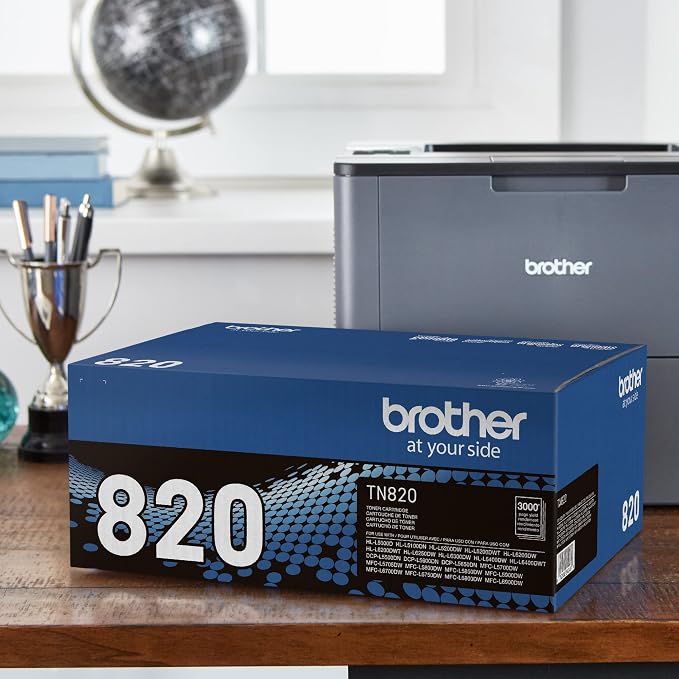 Brother Genuine Toner Cartridge, TN820, Replacement Black Toner, Page Yield Up to 3,000 Pages, Amazon Dash Replenishment Cartridge (Pack of 3)