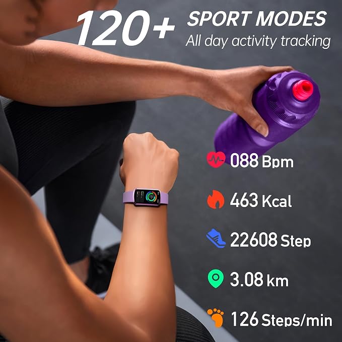Health Fitness Tracker with 24/7 Heart Rate, Smart Watch with Blood Pressure and Blood Oxy-gen Monitor, Bulit-in 120+ Sport Mode, Sleep Tracking Waterproof Activity Tracker for Women Men