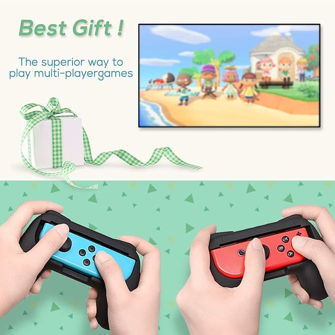 FASTSNAIL Charging Dock and 2 Pack Switch Grips Kit for Nintendo Switch Joy Con & OLED Model, Charger Stand Station with Charging Cable, Wear-Resistant Grip Controller with 6 Thumb Grip