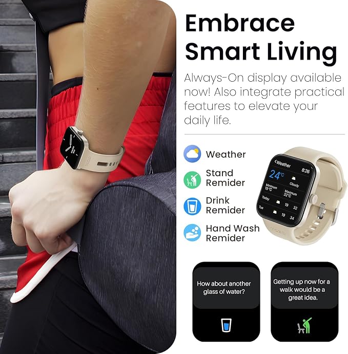 TOZO AMOLED S4 AcuFit One Smart Watch 1.78" Ultra-Clear Screen for Men Women, Call/Answer Fitness Tracker, Sleep Monitor IP68 Waterproof for iOS 11.0+ Android 9.0+ Gold