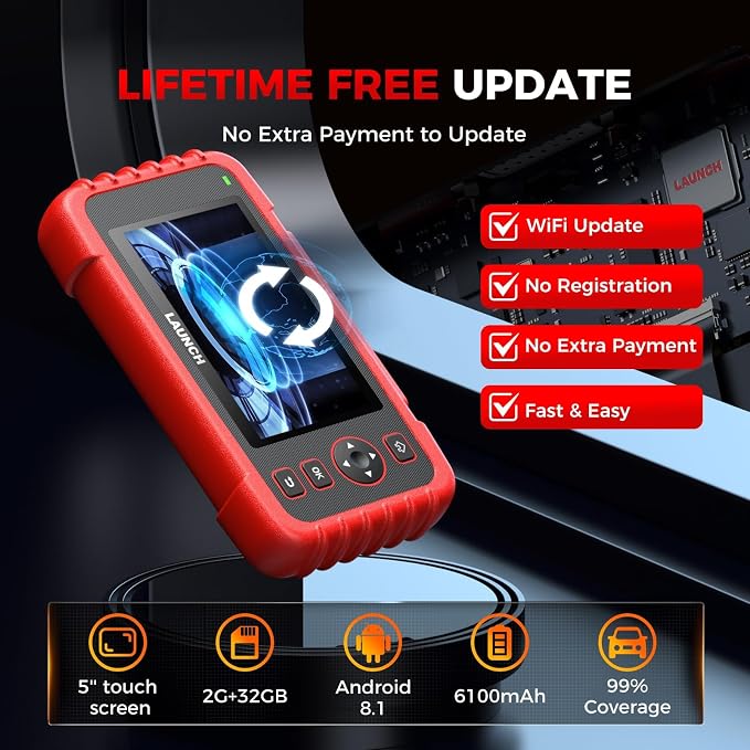 Launch OBD2 Scanner CRP123X Elite V2.0, 2025 Lifetime Free Update Diagnostic Scan Tool Car Engine Code Reader with Oil/Brake/SAS/BMS/D.P.F/ABS Bleeding/Throttle Reset, Auto VIN