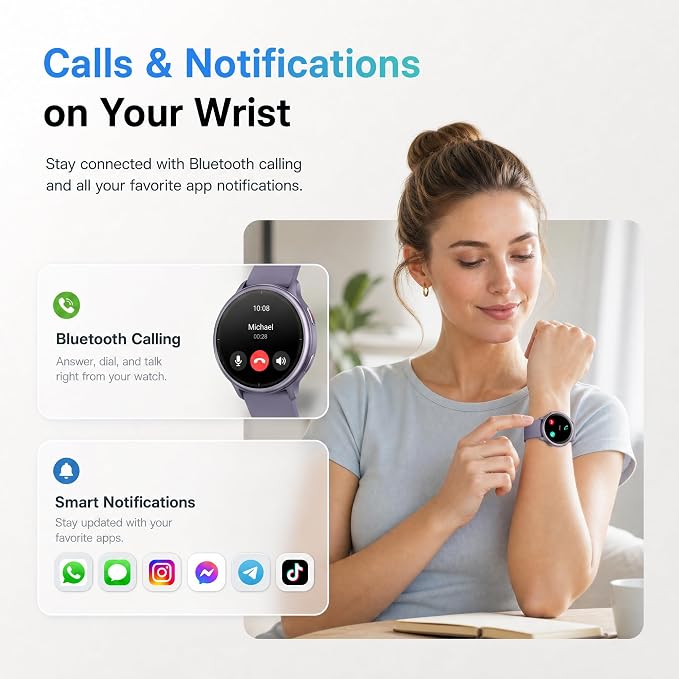 Smart Watch for Women (Answer/Make Call), 1.65" HD Fitness Tracker with Heart Rate/SpO2/Sleep Monitor, Pedometer, 110+ Sports Modes, 3ATM Waterproof, 7-Day Battery, for iOS Android