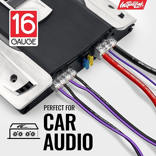 Install Link 16 AWG Gauge Speaker Wire Cable (250 Feet) Stereo, Car or Home Theater, CCA