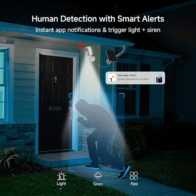 Arenti Solar Camera Outdoor Wireless, 3MP 2K with 340° Pan, PIR Detection, Color Night Vision, 2-Way Audio, Battery with Solar Powered Wireless Cameras for Home Security Outdoor, Works with Alexa
