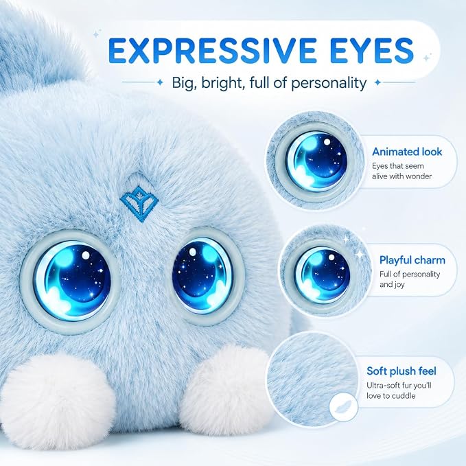 AI Plush Companion, GPT-Powered Voice Chat Stuffed Toy with Conversation Memory, Expressive LED Eyes and Touch Response, Cute Stuffies Interactive AI Toys Gift for Teens