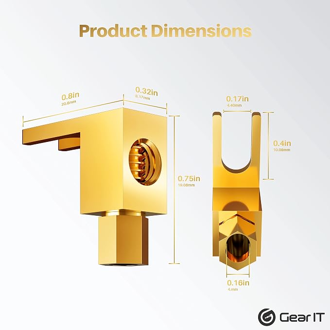 GEARit (4 Pairs, 8 Pieces) Right Angle Spade Plugs (2 Pairs, 4 Pieces) Banana Plugs (2 Pairs, 4 Pieces) Right Angle Banana Plug, Spade to Banana Plug Adapter Speaker Connector, 90 Degree Pin Plug Type