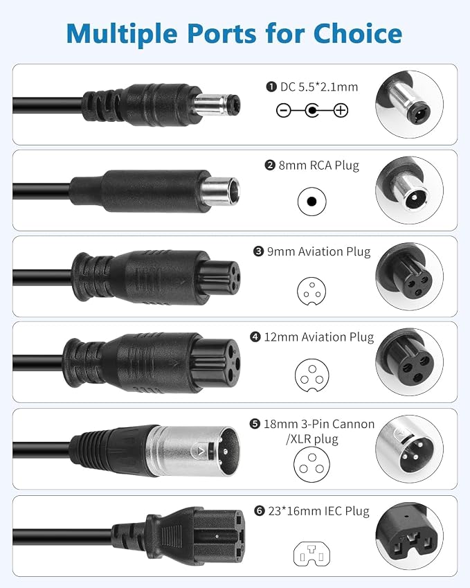 54.6V 2A Electric Charger (7 Plugs) Universal for 48V Battery Device - Compatible with Rad Power, Lectric XP 2.0/3.0, Gotrax/Hiboy 48V, Ecotric City/Beach, Jasion eb7, Evercross H5/H7 etc.