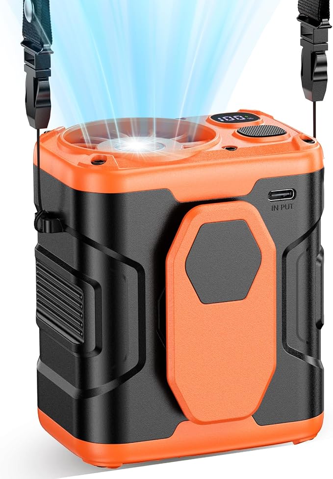 coldSky Upgraded Waist Fan Clip On, Wearable Belt Personal Fan with Light, 5 Speeds Strong Airflow Cooling for Outdoor Jobsite Camping Travel