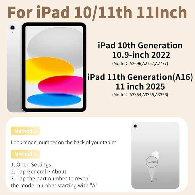 Keyboard for iPad 11th Gen, 11/10.9inch iPad Case with Pencil Holder, Multi-Touch Trackpad 7 Color Backlit,11inch A16/10.9"case with Wireless Keyboard Folio Cover Auto Wake/Sleep, Cream White