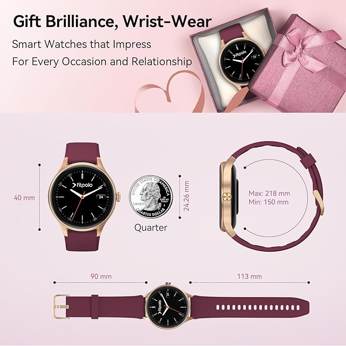 Fitpolo Smart Watch for Women Android iPhone, 1.27'' HD Fitness Tracker with Bluetooth Call & Answer, IP68 Waterproof, Heart Rate/SpO2/Sleep Monitor, Built-in AI Voice, 105+ Sports Modes (Purple)