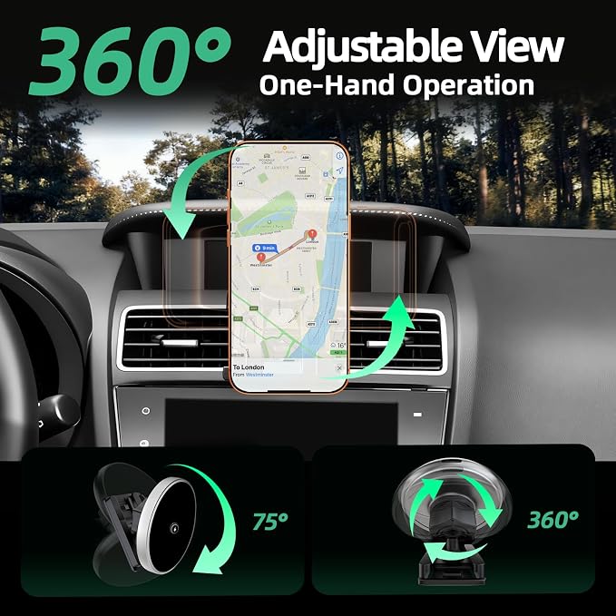 Car Cell Phone Holder for Subaru Forester (2014-2018), Magnetic Phone Holder, Magsafe Car Mount Charger, Dashboard Phone Holder, Cell Phone Automobile Cradles, 15W Wireless, 360° & Hands Free