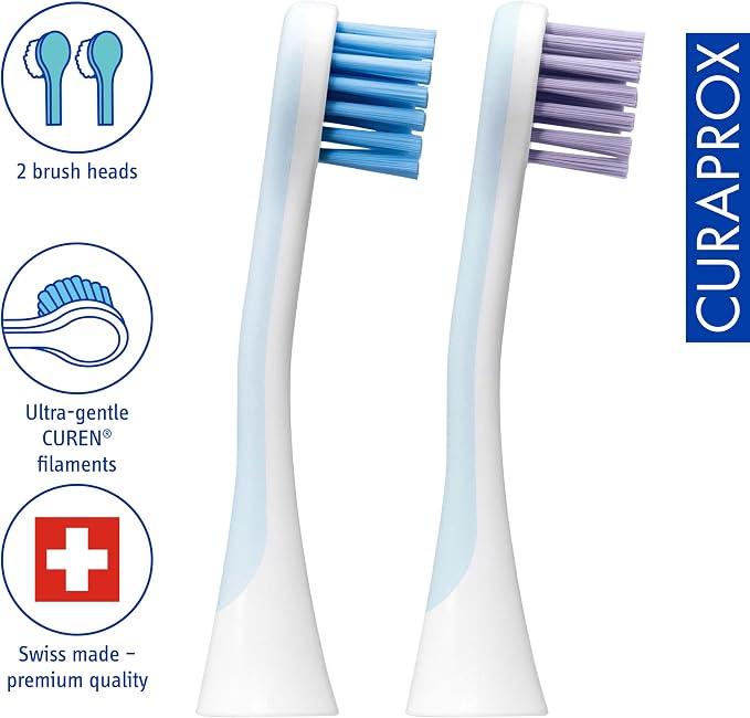 Curaprox Hydrosonic Brush Heads Power Duo – for Healthy Gums, Braces & Implants | Gentle Yet Powerful Sonic Cleaning | 2-Pack | Compatible with All Curaprox Sonic Models | Swiss Made