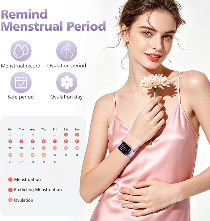 Smart Watches for Women, 1.85" Alexa Fitness Trackers with Call & SMS, Heart Rate, SpO2, Stress & Sleep Monitor, IP68 Waterproof Smartwatch for Android iPhone Samsung etc., 100+ Sports Modes, 2 Bands