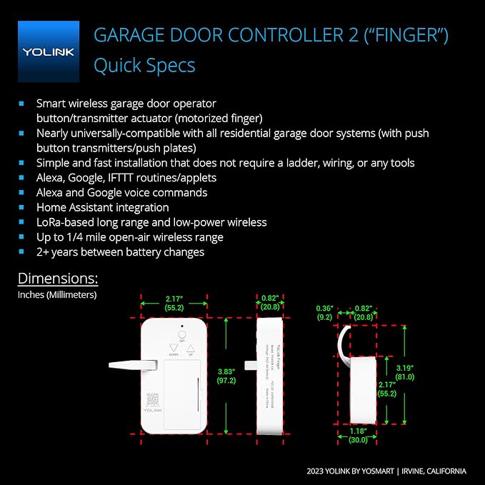 YoLink Smart Garage Door Solution Kit - Convert Any Garage Door to Smart in Seconds! Battery-Powered, No-Wires, No-Tools Super-Easy Installation. Compatible with Alexa & IFTTT