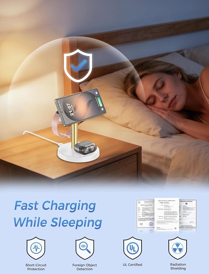 Magnetic Wireless Charger for Samsung, 3 in 1 Super Fast Charging Station Compatible with MagSafe, Phone Charger Stand for Samsung Galaxy S26 Ultra S25 Z Fold/Flip 7, Watch Ultra 8 7 6, Buds 4/3 Pro