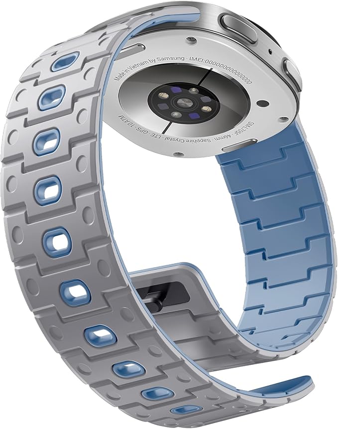 Bandletic Silicone Magnetic Band Compatible with Samsung Galaxy Watch 8 40mm 44mm / 8 Classic 46mm 2025, No Gap Soft Sport Wristbands Breathable Replacement Strap for Men Women, Light Gray/Ice Blue
